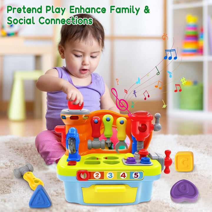 Baby Toys for 1 Year Old Boy Girl Musical Learning Workbench for 1 2 Year Old Boy Birthday Gift Early Educational Sound Shape Toddler Toys Age 1-2 Tool Set for Kids 12-18 Months