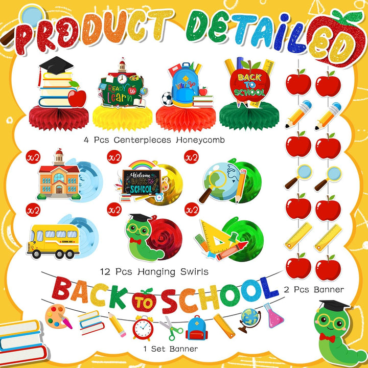 Back to School Decorations Back to School Hanging Banners Swirls and Honeycomb Centerpiece Welcome Back Decor for First Day of School Decorations School Themed Party