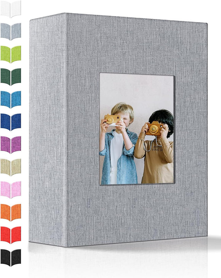 Photo Album 4X6 with 300 Pockets,Slip-In Picture Albums,Linen Cover Memory Book with Front Window,White Page Vertical Photo Book for Wedding,Family,Anniversare,Baby,Vacation