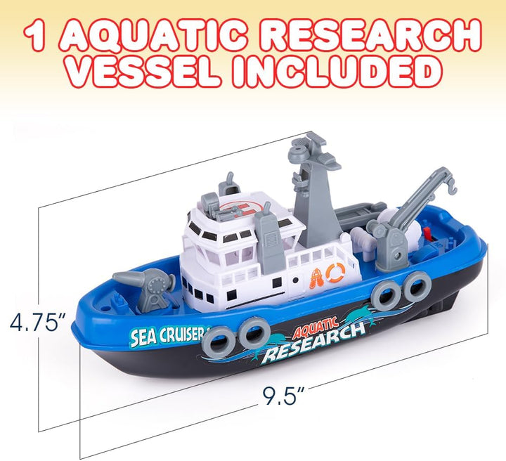Aquatic Research Vessel, Battery-Operated Toy Ship for Kids, Floats in Water, Floating Bathtub and Pool Toy for Boys and Girls, Best Birthday Gift for Children