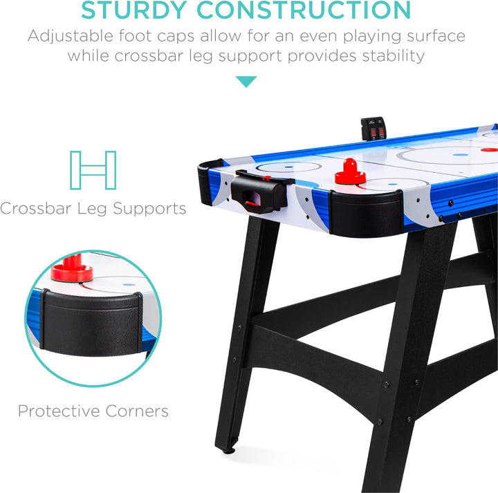 58In Mid-Size Arcade Style Air Hockey Table for Game Room, Home, Office W/ 2 Pucks, 2 Pushers, Digital LED Score Board, Powerful 12V Motor, Carrying Bag