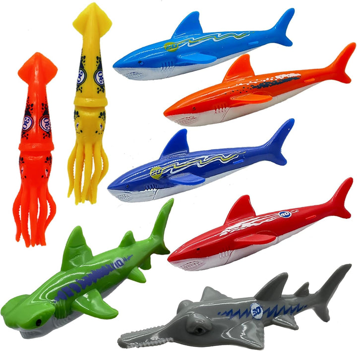 Pool Toys Torpedo Diving Set – 8-Pack Dive Torpedos for Kids & Adults | Fast-Sinking Pool Torpedos for Swim Training, Underwater Games & Water Play | Gliding Diving Torpedo Rockets