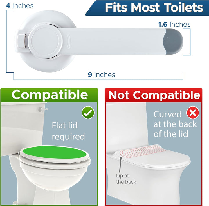 Baby Toilet Lock by  - 9"L X 4"W - Ideal Baby Proof Toilet Lid Lock - No Tools Needed Easy Installation with 3M Adhesive - Top Safety Toilet Seat Lock - Fits Most Toilets - White (1 Pack)