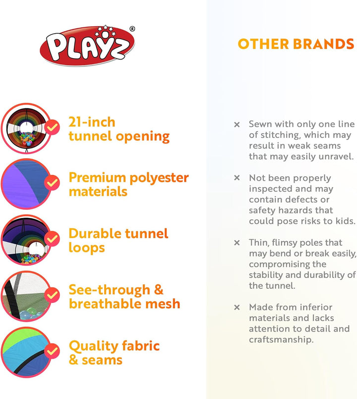Extra-Large Play Tunnel for Toddlers 1-3 Years – Pop-Up Baby Crawl Tube, Sensory Activity, Indoor & Outdoor Kids Toy, Collapsible for Easy Storage