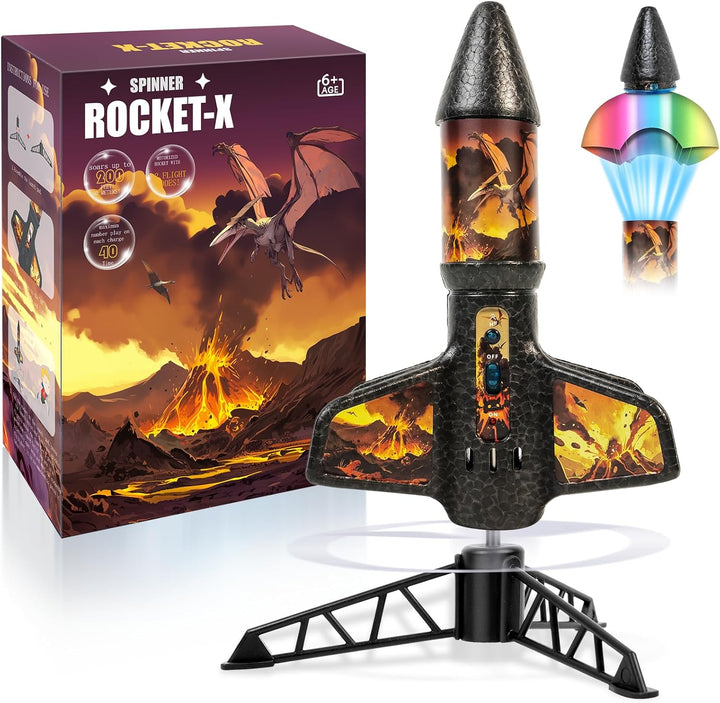 Rocket Launcher for Kids -200 Feet of Flight Altitude, Auto Electric Rocket Toys with Safe Parachute, Outdoor Summer Yard Toys Christmas Birthday Gifts for Boys & Girls Age 6 7 9 10 12 8-13 Years Old