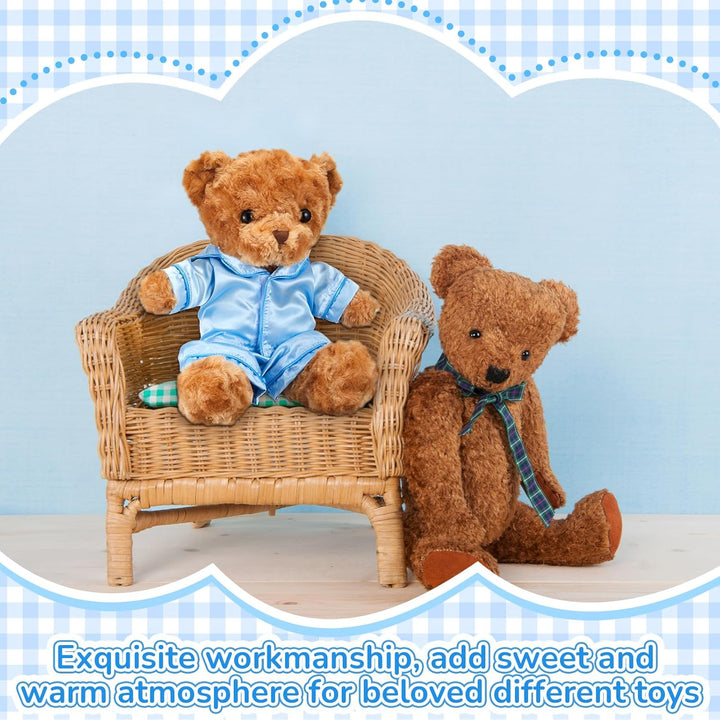 2 Pcs Bear Clothes Outfit Fit Most 12-16 Inch Stuffed Clothing Cute Plush Doll Clothes Plushy Bear Pajamas for Stuffed Make Your Own Plush Bears(Solid Style,Light Blue)