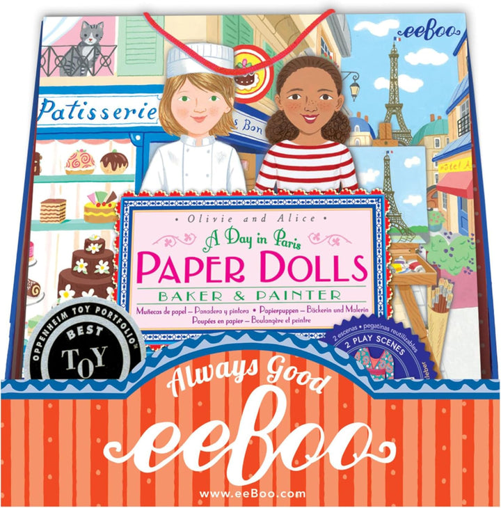 : Baker and Painter Paper Dolls Reusable Set, Allows for Creativity and Imagination, Heavy Duty Board, for Ages 5 and Up, Comes with a 2 Sided-Stand up Scene