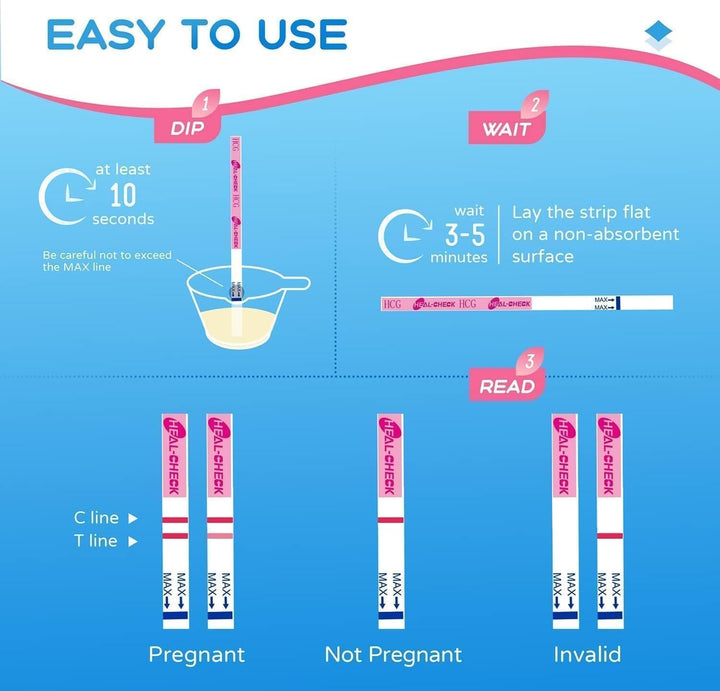 Pregnancy Tests with Cup,  Bulk Pregnancy Test Strips for Home Detection, over 99% Accuracy, Individually Wrapped, Extra-Wide 5Mm HCG Test Kit Comfortable Grip, 25 Count, Pruebas De Embaraz