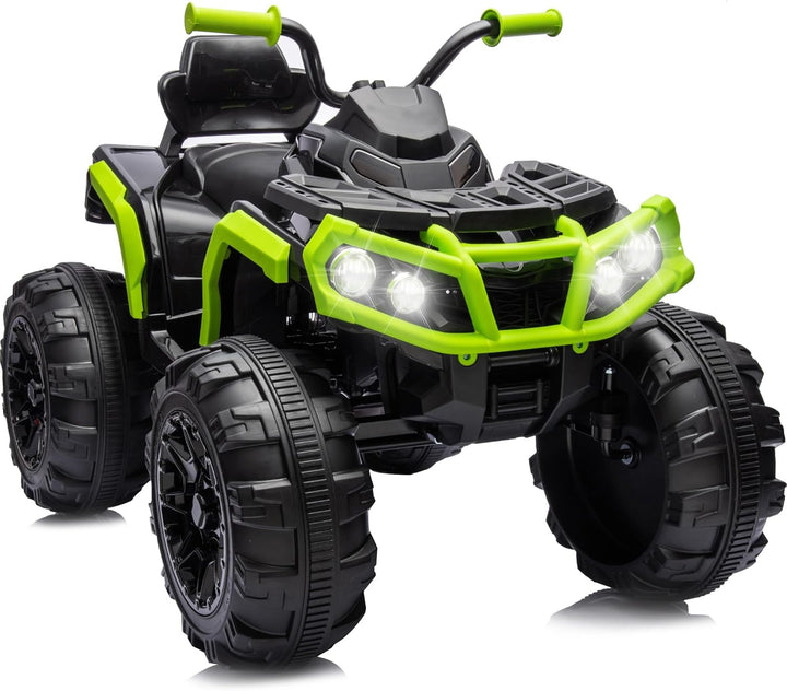 Kids ATV Four Wheeler, 24V Electric ATV Ride on Toy for Big Kids, 400W Motor, LED Lights - Green