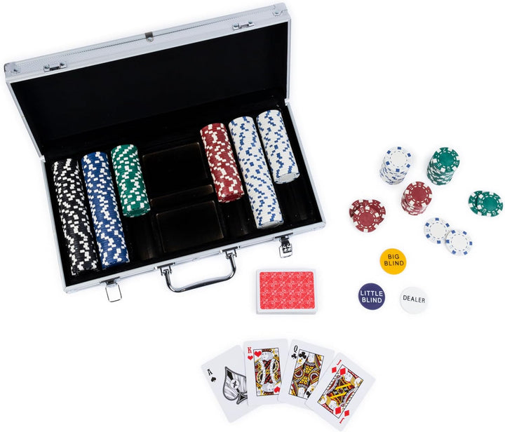 , Cardinal Classics, 300-Piece Poker Set with Aluminum Carrying Case & Professional Weight Chips & Poker Dice, for Ages 8+