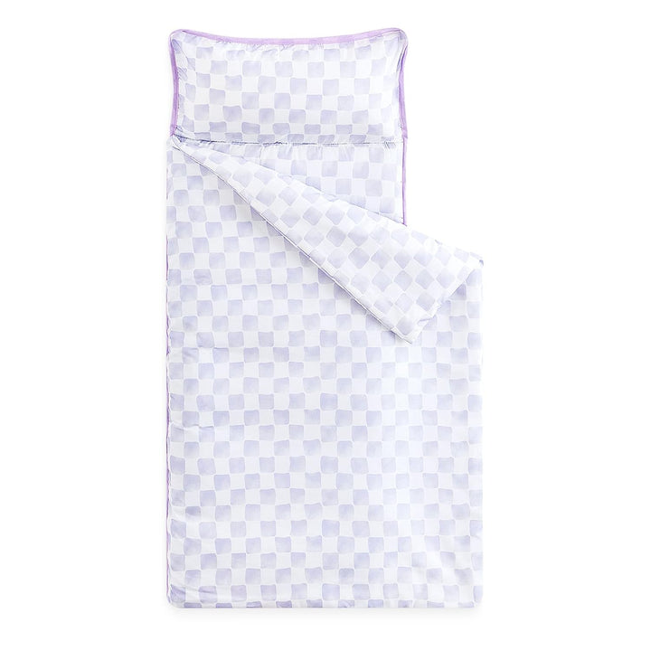 - Toddler Nap Mat with Pillow and Blanket, for Kids Boys Girls in Kindergarten Daycare Preschool Pre K, Roll up Sleeping Bag, Gingham Plaid Grid Checkered, Light Pink White, Standard