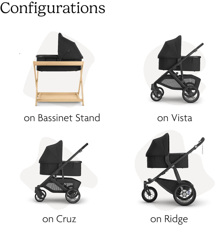 Bassinet V3 - Compatible with Vista, Cruz, Ridge Strollers - Overnight Sleep Solution - Mattress, Sheet and Bug Shield Included - Jake (Charcoal/Carbon Frame)