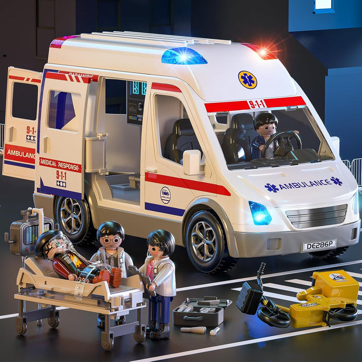 Ambulance Toy for Kids 3 4 5 6 7 8 Years Old Friction Powered Truck with Light and Sound Emergency Vehicle Toy for Boys Girls Gifts for Age 3-12 Boys Girls