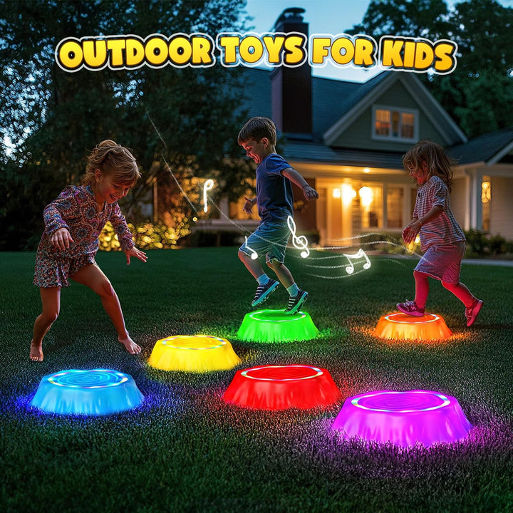 Stepping Stones for Kids, 6Pcs Light up & Music Non-Slip Stepping Stones, Sensory Toy for Toddler Balance & Coordination Skills, Indoor & Outdoor Toys, Toys for Toddlers Ages 3-5
