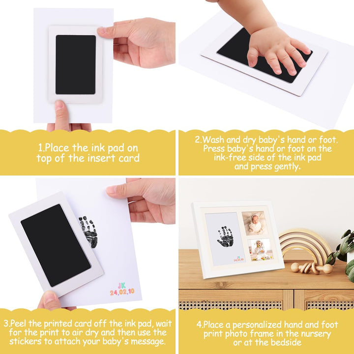 Inkless Hand and Footprint Kit, Baby Footprint Kit with No Mess Clean-Touch Ink Pad, Baby Keepsake Frames and Letter Diy Sticker, Personalized Baby Gifts, Dog Paw Print Kit