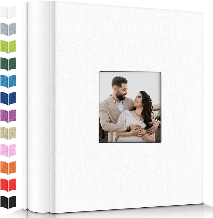 Photo Album 4X6 with 300 Pockets,Slip-In Picture Albums,Linen Cover Memory Book with Front Window,White Page Vertical Photo Book for Wedding,Family,Anniversare,Baby,Vacation