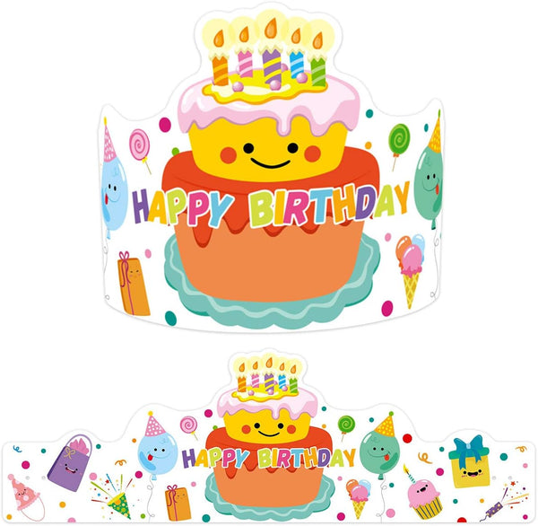 Happy Birthday Crowns Birthday Hats for Kids Teachers Students Classroom Party Favor 30Pcs