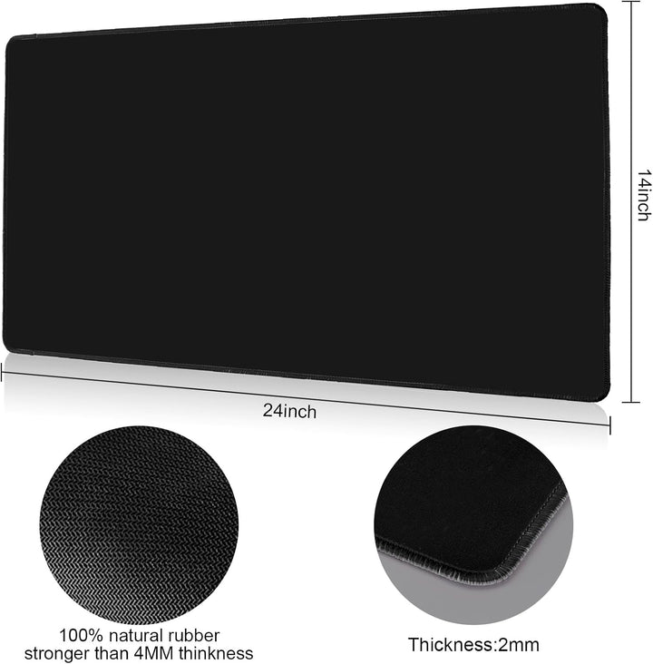 MTG Playmat for TCG Card Playing Game - 2Pcs Black Stitched Play Mat with Tube for Cards Gameplay, MTG, Yugioh, Magic the Gathering (24 X 14 Inch)