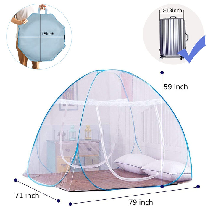 Pop-Up Mosquito Net Tent for Beds Portable Folding Design with Net Bottom for Baby Adults Trip (79 X71X59 Inch)