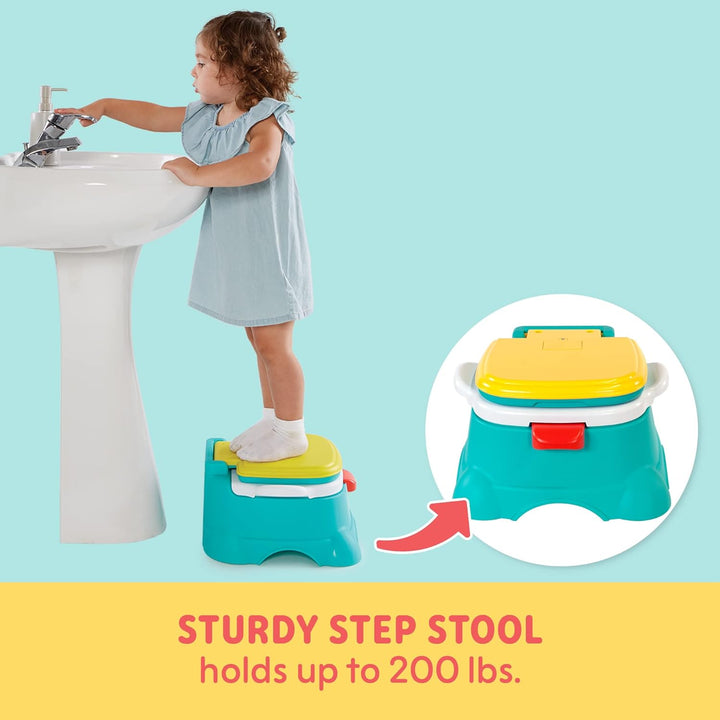 Elmo Hooray 3-In-1 Potty Training Toilet Seat and Step Stool, Easy to Clean Design with Flush Handle and Sounds, Portable and Great for Travel, Perfect for Toddler Boys and Girls 1-3