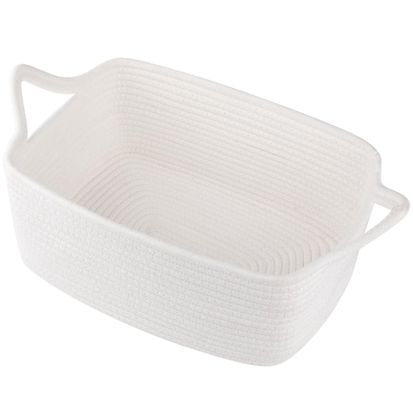 Woven Basket, Gift Basket Empty with Gift Bags and Ribbons, Rope Baskets for Baby Showers, Storage Baskets with Handles for Nursery, Pet Toy Organizer - White