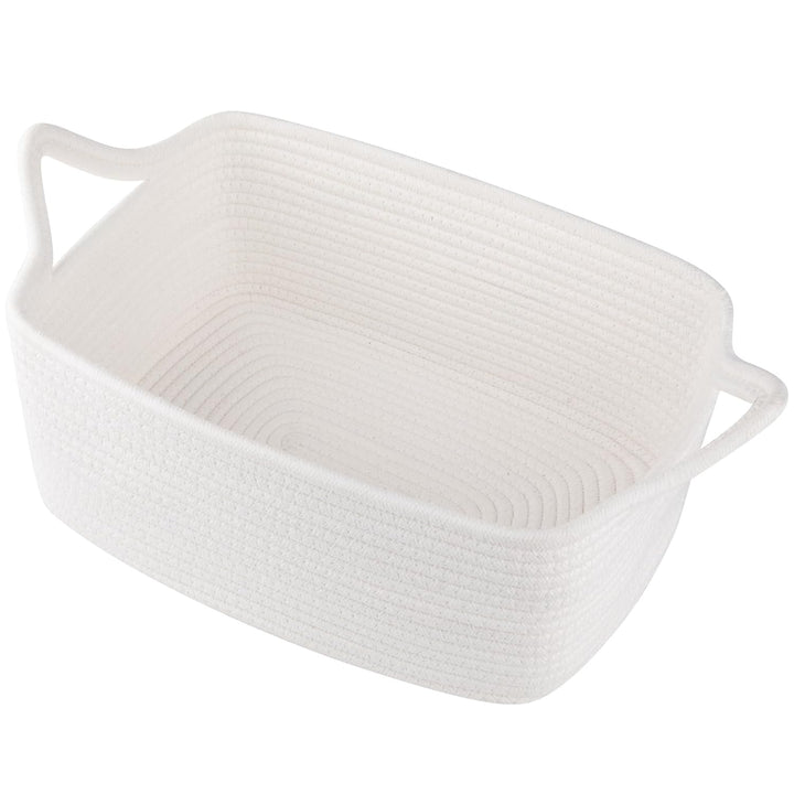 Woven Basket, Gift Basket Empty with Gift Bags and Ribbons, Rope Baskets for Baby Showers, Storage Baskets with Handles for Nursery, Pet Toy Organizer - White