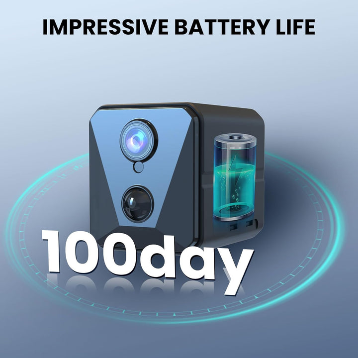 2025 Upgraded Security Camera, 4K HD Mini Nanny Cam for Home with Night Vision, Wifi Indoor Camera, 100 Days Long Battery Life, Motion Detection, Remote Viewing, Wireless Surveillance Cam
