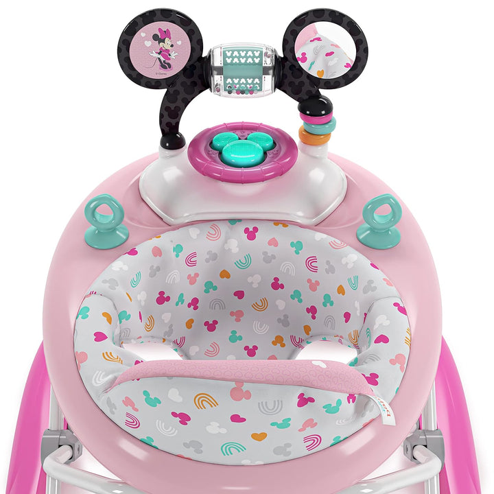 Disney Baby Minnie Mouse Forever Besties 2-In-1 Baby Activity Walker - Easy Fold Frame and Removable -Toy Station, 6 Months and Up