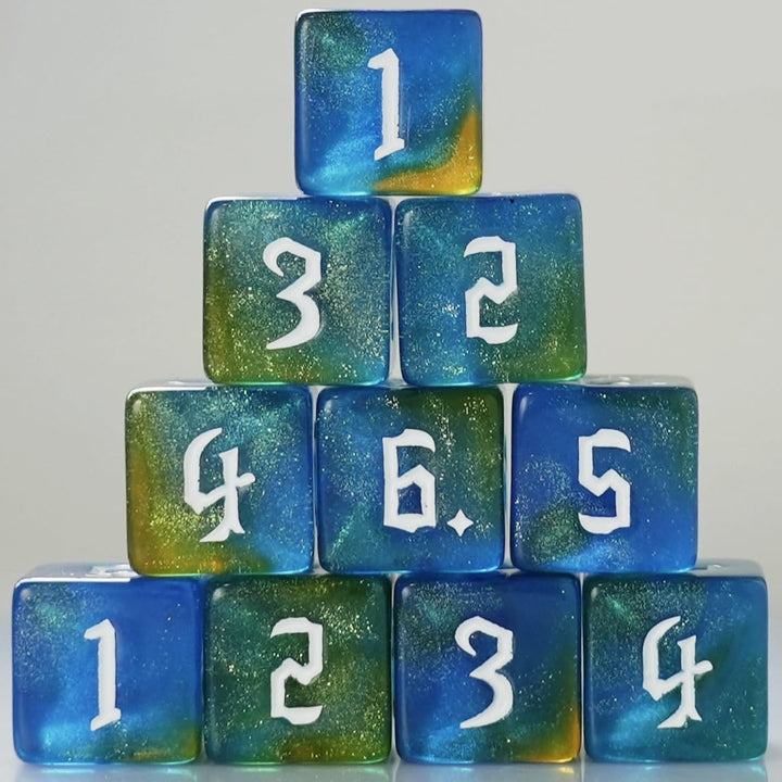 10 PC D6 Dice 16Mm Acrylic Dice Set for RPG MTG DND Dice Table Games and Board Games (Pink + Blue)