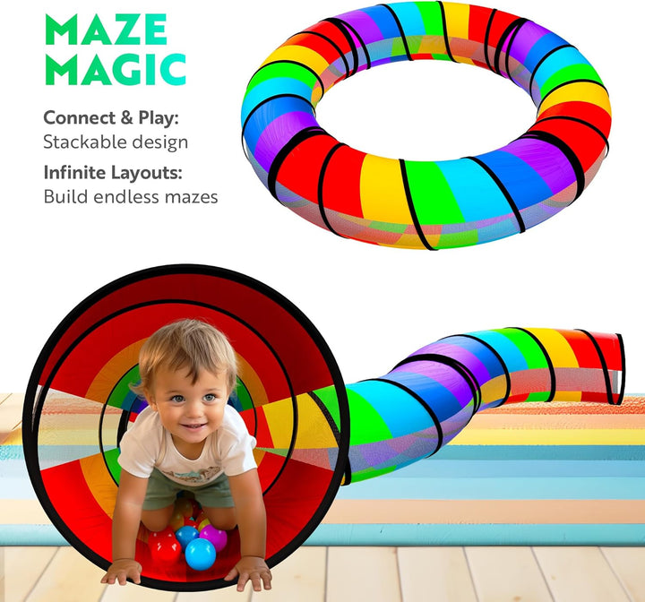 Extra-Large Play Tunnel for Toddlers 1-3 Years – Pop-Up Baby Crawl Tube, Sensory Activity, Indoor & Outdoor Kids Toy, Collapsible for Easy Storage