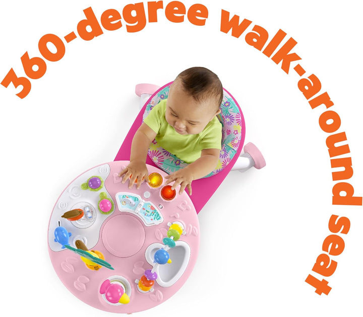 around We Go 2-In-1 Baby Walker, Discovery Activity Center and Table, Tropic Coral, Ages 6 Months+