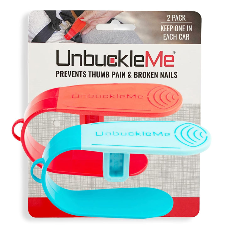 Car Seat Buckle Release Tool (As Seen on Shark Tank) - Easy Opener Aid for Arthritis, Long Nails, Older Kids - Button Pusher for Infant, Toddler Car Seats (2 Pack, Pink & Purple)