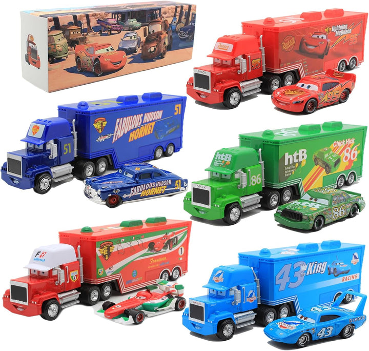 Car 2 3 Toys, Truck and Car Set, Movie Car, Metal and Plastic Material, Children'S Christmas and Birthday Gifts (Mack Truck Uncle)
