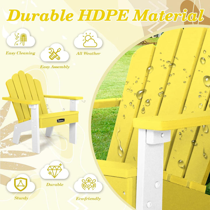 Kids Outdoor Chair, HDPE Kids Adirondack Chairs, All Weather Easy Installation Toddler Outdoor Chair with Ergonomic Design for Patio, Garden, Picnic, Backyard, Beach