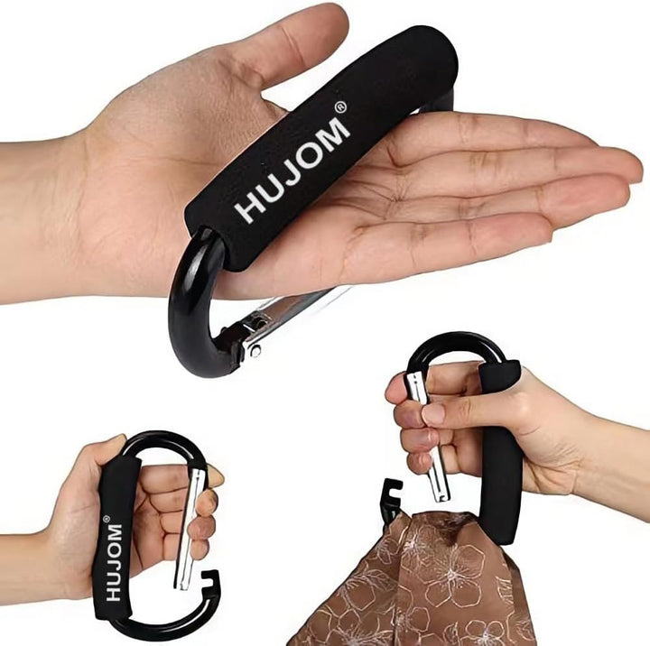 Stroller Hooks 2 Pcs Large Carabiner Clips for Hanging Diaper Bags, Purse Grocery, and Shopping Bags. Heavy Duty Universal Climbing Clips Best Mommy Accessories for Outdoor, Camping and Hiking.
