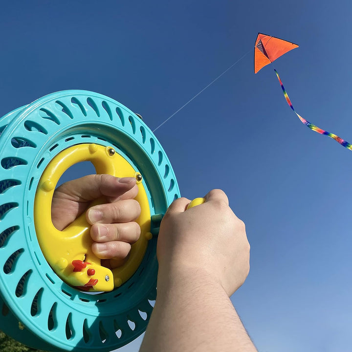 8.7In Lockable Kite Reel Winder with 500Ft 120Lb Dacron Line Smooth Rotation for Single Line Inflatable Delta Octopus Kite Flying