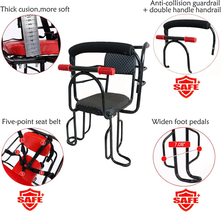 Rear Kid'S Bike Seat,Back Mount Child Bike Seat Attachment for Adult Bike,Outdoor Bike Seat for Children,Toddlers,And Kids (Up to 110Lb)
