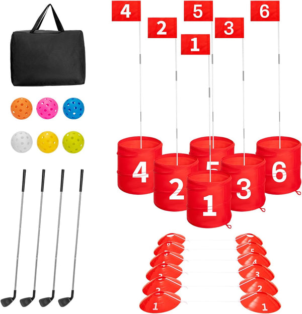 6 Hole Backyard Game Golf Yard Practice, Outdoor Indoor Backyard Golf Game Gifts for Yard, Lawn, Park, Yard, Beach (6 Hole Golf Game)