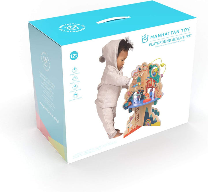 Playground Adventure Wooden Toddler Activity Center with Gliders, Abacus Track, Spinners, Spring Toys and Bead Runs