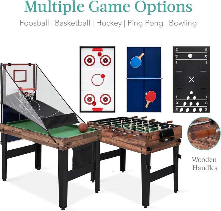 13-In-1 Combo Game Table Set for Home, Game Room, Friends & Family W/Ping Pong, Foosball, Basketball, Air Hockey, Archery, Chess, Checkers, Shuffleboard, Bowling