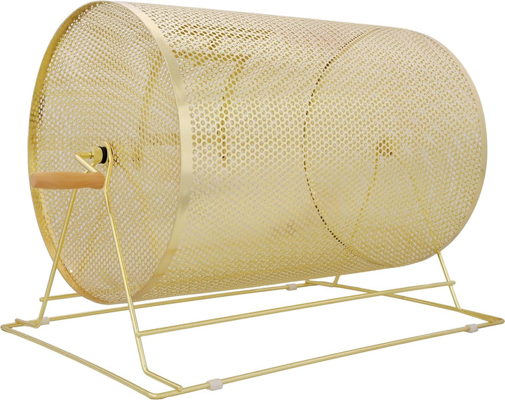 Elegant Raffle Drum for Fun Gatherings, Holds 10,000 Tickets, Ideal for Bingo and Social Events, Brass Plated with Wooden Handle