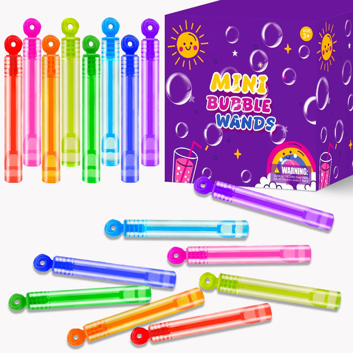 Party Goodie Bag Stuffer Fillers for Kids, 32 Pack Mini Bubble Wand Toys Gifts for Toddlers, Small Pinata Birthday Camping Wedding Party Favors Supplies, Classroom School Stuff Prizes Treats Non Candy