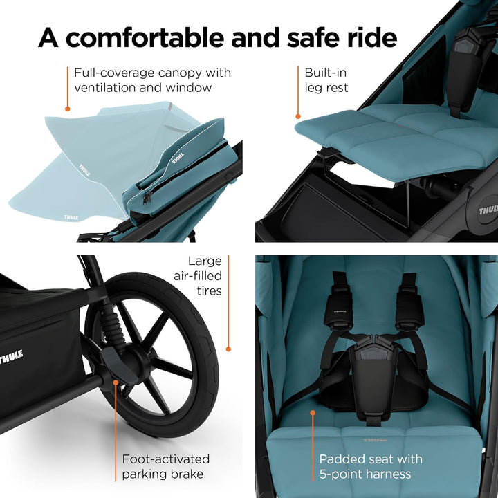 Urban Glide 3 Single Child All-Terrain Stroller, Full-Suspension System, Air-Filled Tires, Upright Seat with Adjustable Recline and Built-In Legrest