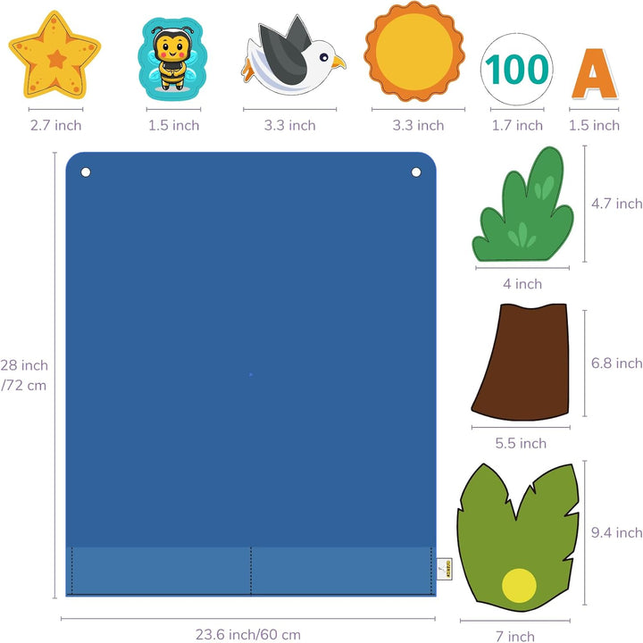 Felt Letter and Number Tree, Coconut Tree Alphabet Game, Felt Story Board Set for Early Education Storytelling, Flannel Board for Wall Teaching Home Classroom Play