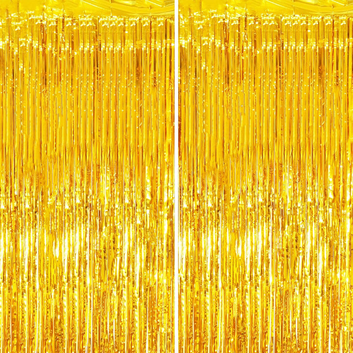 2 Pack Laser Pink Tinsel Foil Fringe Curtains, Mothers Day Pink Decorations, Metallic Tinsel Party Streamers Backdrop for Birthday Bachelorette Graduation Wedding Party Decorations