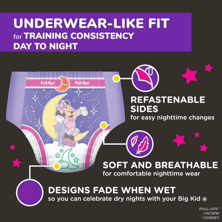 Girls' Night-Time Potty Training Pants, Size 4T-5T Overnight Training Underwear (38-50 Lbs), 52 Ct