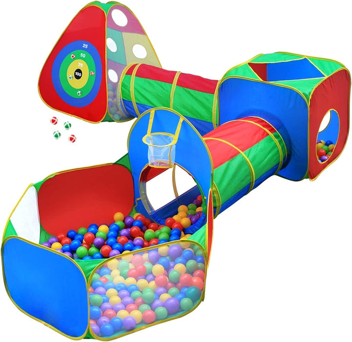 5Pc Kids Ball Pit Tents and Tunnels, Toddler Jungle Gym Play Tent with Play Crawl Tunnel Toy, for Boys Babies Infants Children, Indoor Outdoor Gift, Target Game W/ 4 Dart Balls