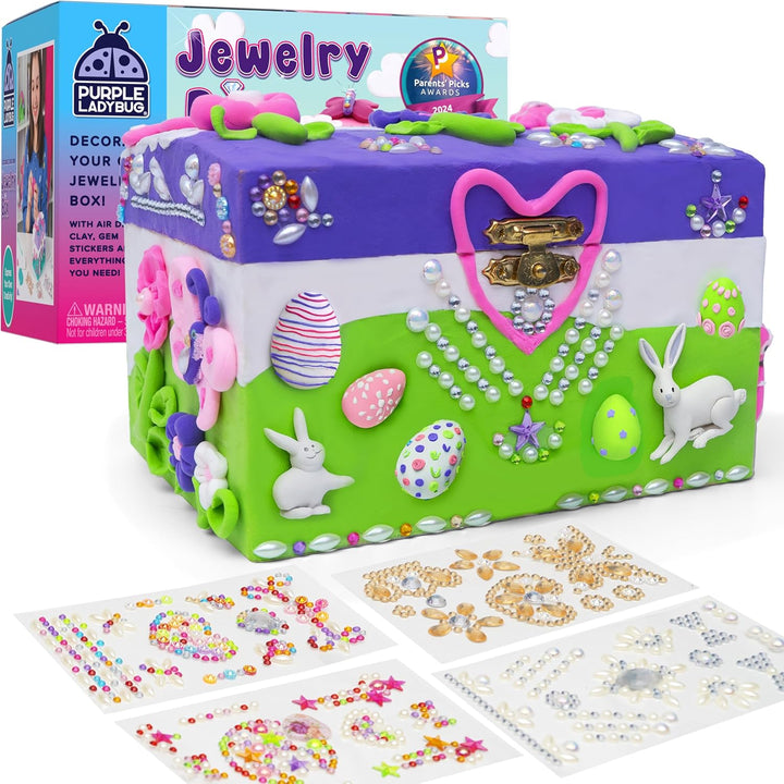DIY Sparkly Jewelry Box Kit with Gems – Crafts for Girls 8-12, Birthday Gift Idea, Arts and Crafts for Kids 6-8, 8-12, Summer Activities, Fun Toys for Girls