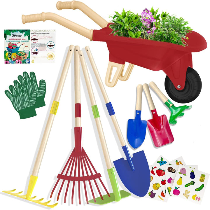 Kids Gardening Tools Outdoor Toys Set Backyard Play with Wheelbarrow Educational STEM Learning Pretend Toys Outdoor Indoor for Toddlers Kids Boys Girls