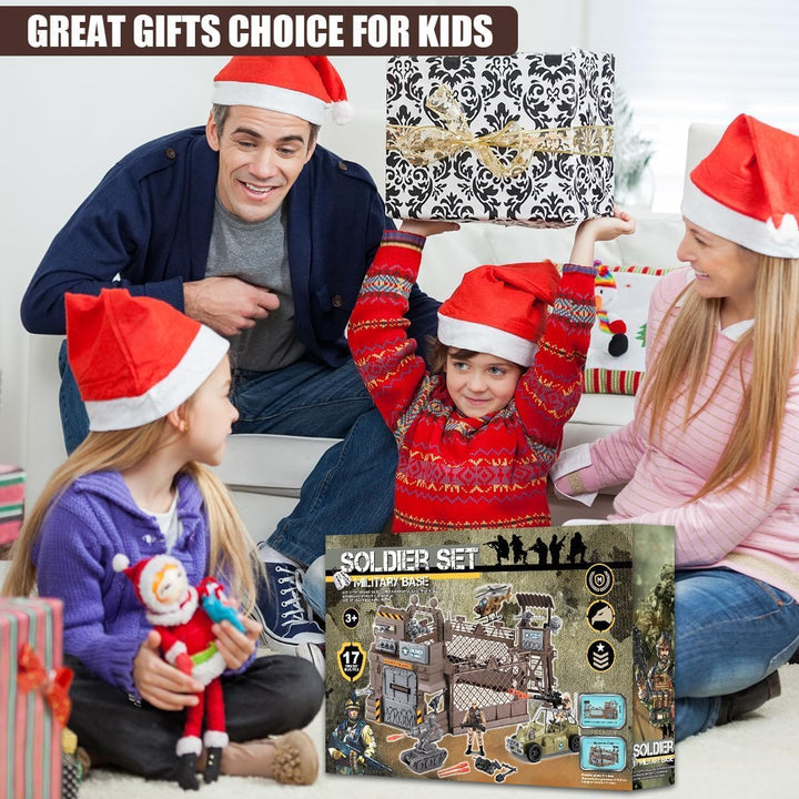 Military Toys Set - Army Men Soldiers Action Figures Playset with Military Vehicles, Weapon Gear & Model Toy Set for Kids 3+